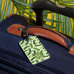 Quirky Festive Christmas Pickles Pattern Luggage Tag
