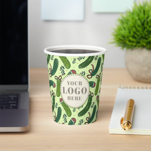 Quirky Festive Christmas Pickles Pattern Paper Cups