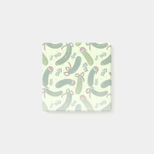 Quirky Festive Christmas Pickles Pattern Post_it Notes