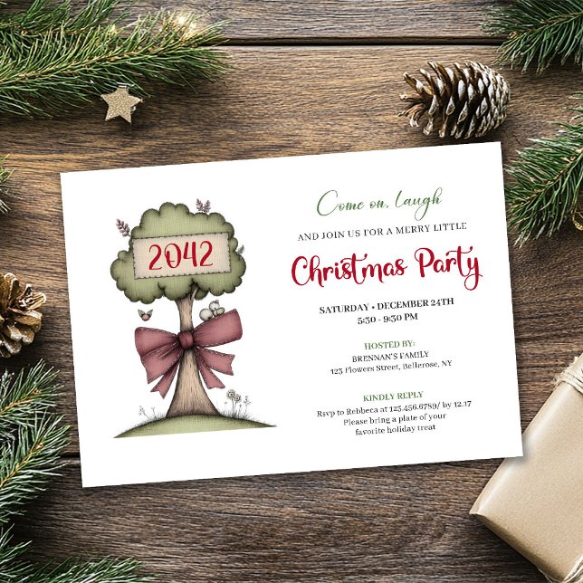 Quirky festive tree watercolor holiday invitation (Quirky festive tree watercolor holiday invitation)