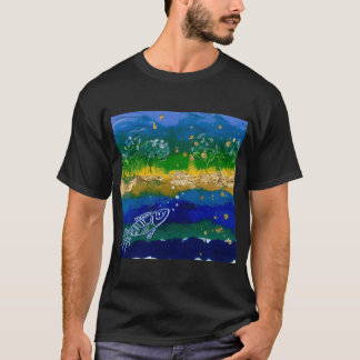 Quirky Fish Abstract River Scene Original Painting T-Shirt