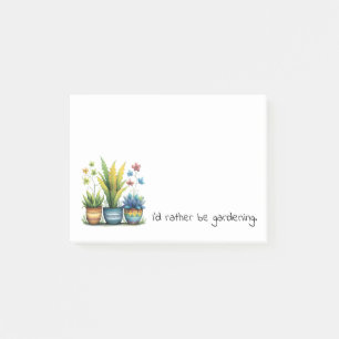 Quirky Flower Pots I'd Rather Be Gardening Post-it Notes