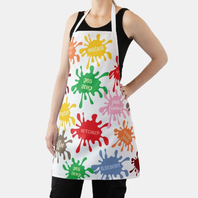 Quirky Food Spills Colorful Pattern Apron (Insitu)