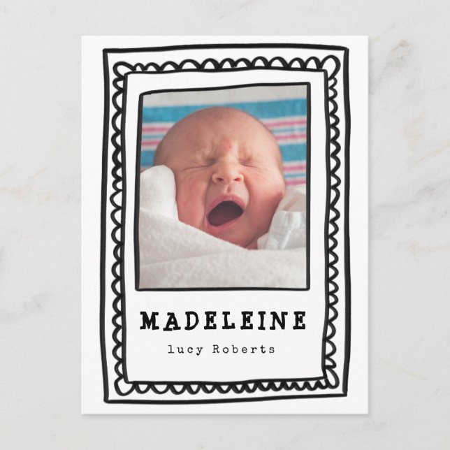 quirky frame announcement postcard (Front)