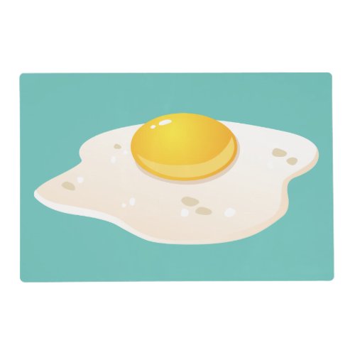 Quirky Fried Egg Graphic on Teal Placemat