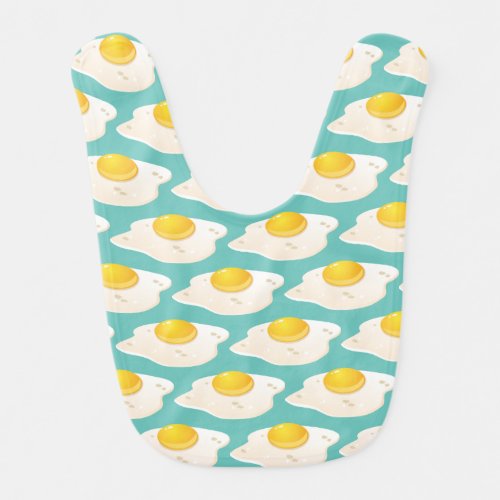 Quirky Fried Egg Graphic Pattern on Teal Baby Bib