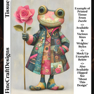 Quirky Frog, Colorful Coat, Rose DL7L Decoupage Tissue Paper