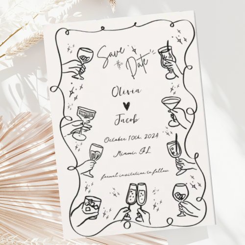 Quirky Fun Hand Drawn Squiggle Scribble Wedding  Invitation