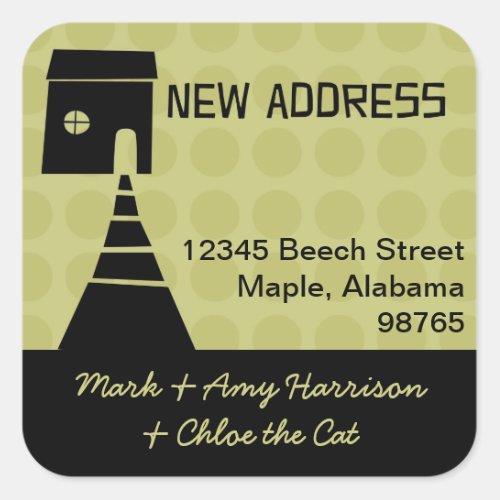 Quirky Fun New Address Avocado Square Sticker