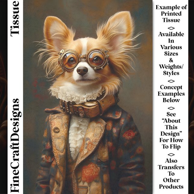 Quirky & Fun Papillon Dog Portrait CQ2 Decoupage Tissue Paper (Creator Uploaded)