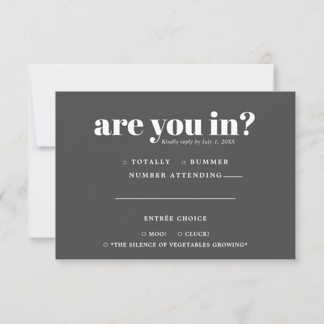 Quirky Fun Wedding RSVP | 70s Typography Announcement (Front)