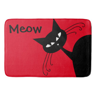 Quirky Funny Black Cat Feline Bathroom Mat