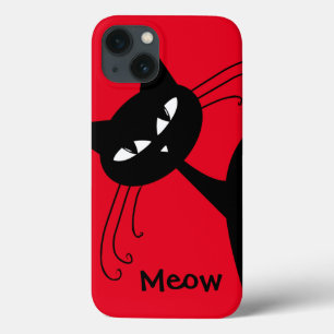 Quirky Funny Black Cat Feline iPhone 13 Case