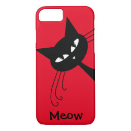 Quirky Funny Black Cat Feline iPhone 8/7 Case