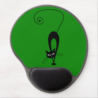 Quirky Funny Black Cat Feline Gel Mouse Pad