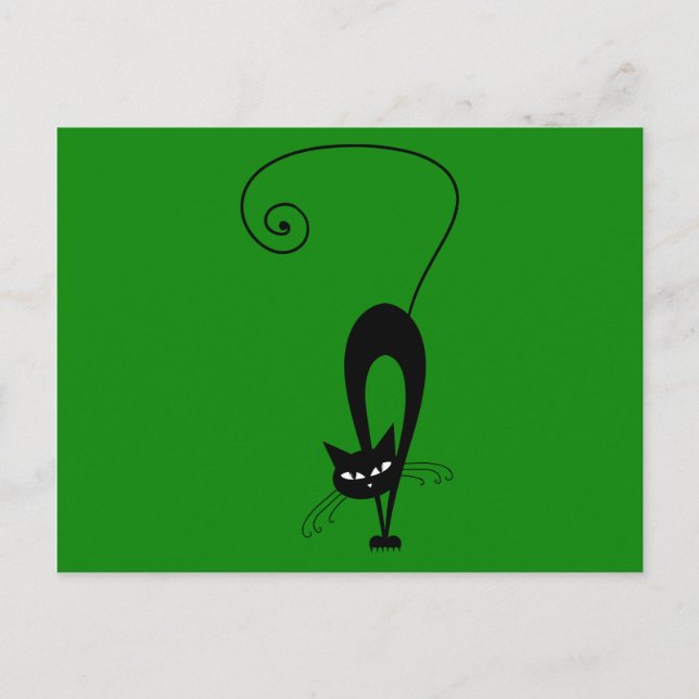 Quirky Funny Black Cat Feline Postcard (Front)
