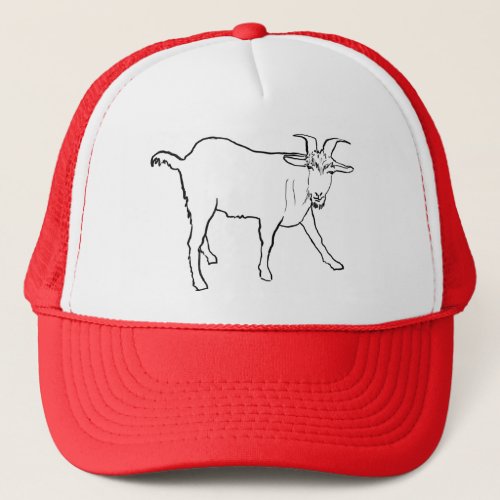 Quirky Funny Goat Drawing Cute Cartoon Animal Art Trucker Hat