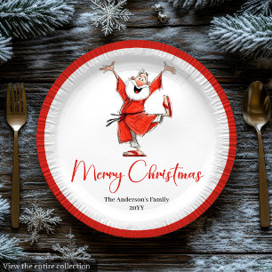 Quirky Funny Santa Claus Script Font Christmas Paper Plates