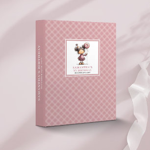 Quirky Girl 11th Birthday Pink 3 ring binder