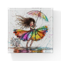 Quirky Girl Rain Little Things Paperweight