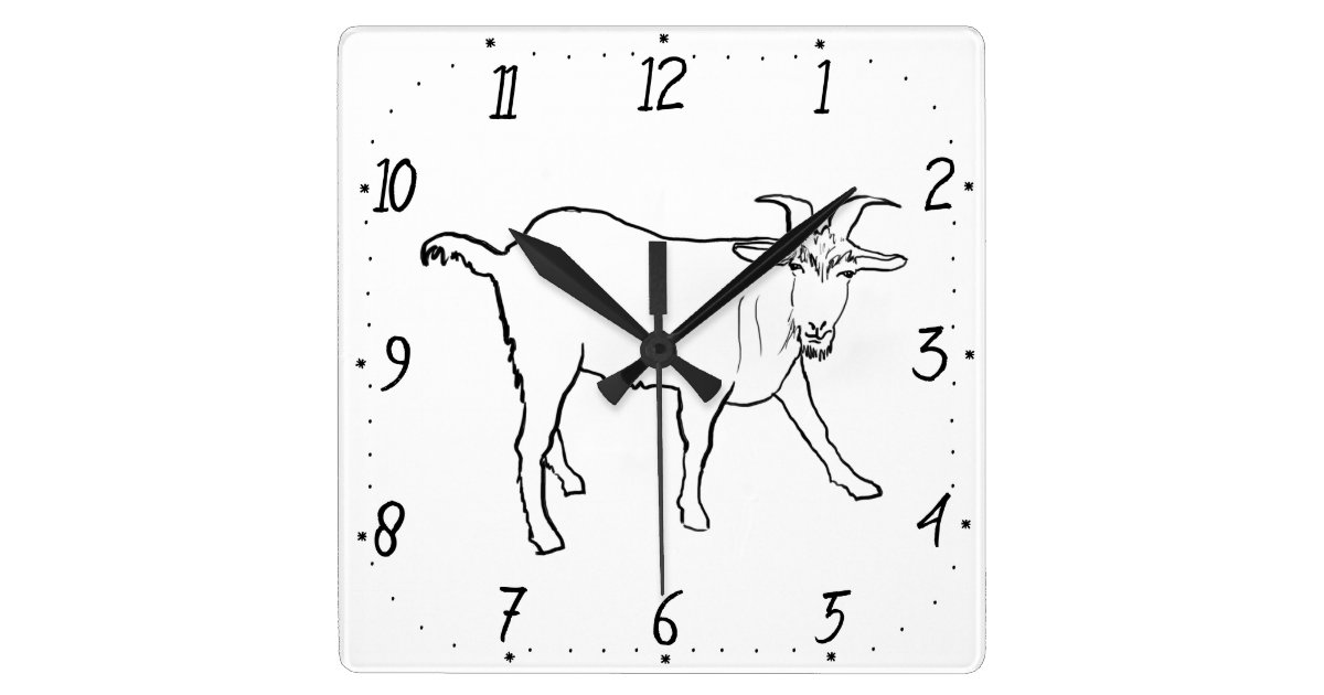 Quirky Goat Simple Line Drawing Funny Animal Art Square Wall Clock Zazzle Com,Anime Cover Art