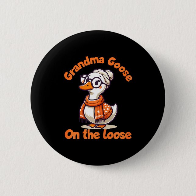 Quirky Goose Creations Funny Grandma Goose On The  Button (Front)