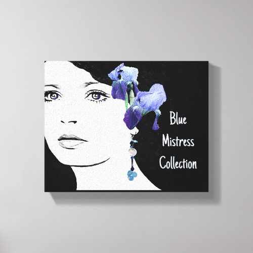 Quirky goth girl in blue earring fashion fine art  canvas print