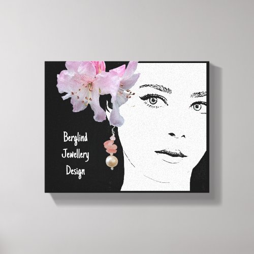 Quirky gothic woman in pink by Berglind Design  Canvas Print