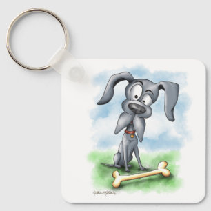 Quirky Great Dane Cartoon Keychain