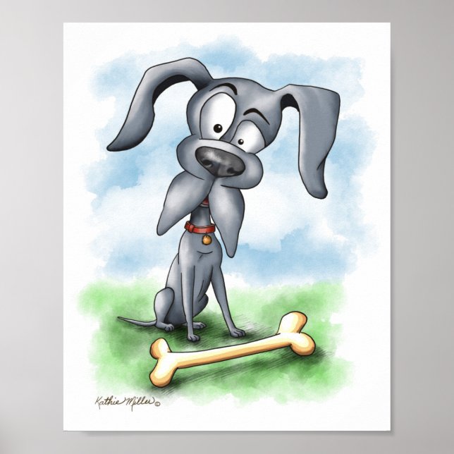 Quirky Great Dane Cartoon Poster (Front)