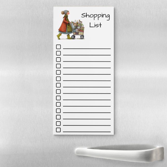 Quirky Grocery Shopping List Checkoff  Magnetic Notepad (In Situ)