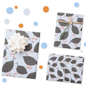 Quirky Guinea Fowl Bird Pattern Wrapping Paper Sheets
