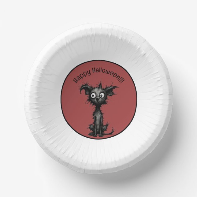 Quirky Halloween Dog Paper Party Bowl (Front)