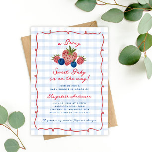 Quirky Hand Drawn Berry Sweet Baby Shower Invitation
