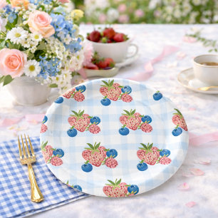 Quirky Hand Drawn Berry Sweet Baby Shower Paper Plates