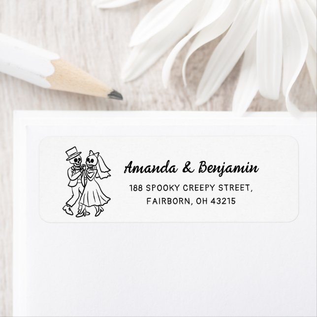 Quirky Hand Drawn Doodle Skelton Halloween Label (Insitu)