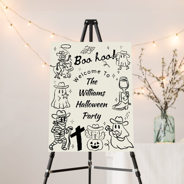 Quirky Hand Drawn Doodles Halloween Party Foam Board (In Situ (Stand))