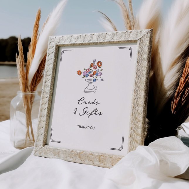 Quirky Hand Drawn Floral Urn Cards and Gifts Poster (Creator Uploaded)