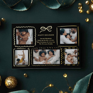 Quirky Hand-Drawn Frames 5-Photo Christmas Foil Holiday Card