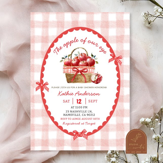 Quirky Hand Drawn Illustration Apple Baby Shower Invitation (Creator Uploaded)