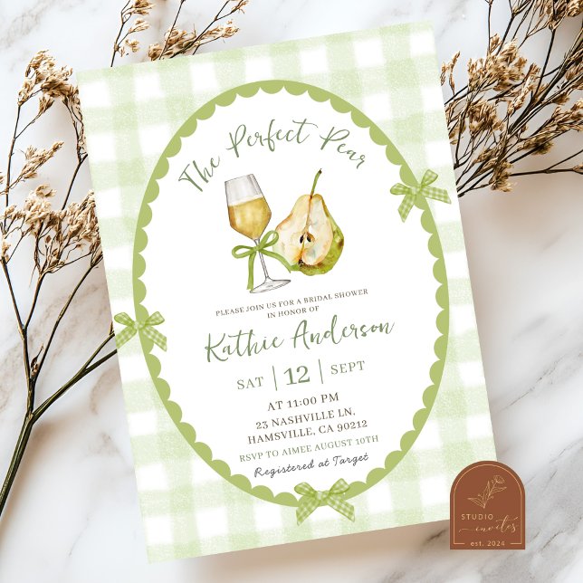 Quirky Hand Drawn Illustration Pear Bridal Shower Invitation (Creator Uploaded)