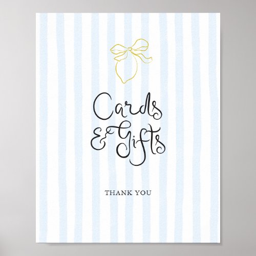 Quirky Hand Drawn Lemon Striped Cards Gifts Poster