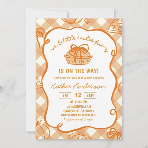 Quirky Hand Drawn Pie Baby Shower Invitation