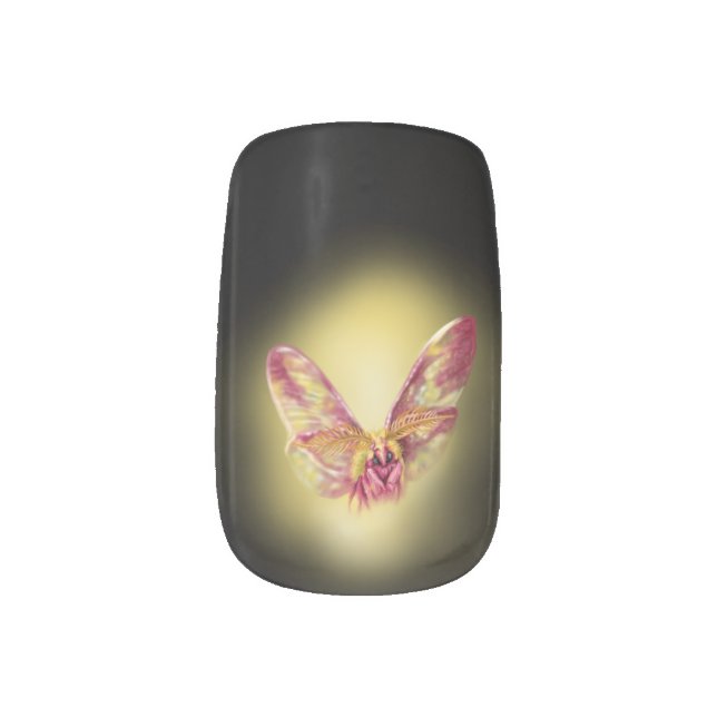 Quirky hand drawn rosy maple moth nail foils minx minx nail art (Left Thumb)