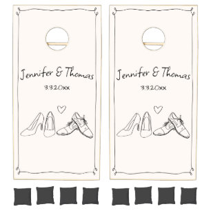 Quirky Hand Drawn Shoes Doodle Wedding Cornhole Set