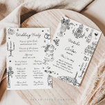Quirky Hand Drawn Whimsical Wedding Program<br><div class="desc">Guide your guests through your special day with this Editable Hand-Drawn Whimsical Wedding Program Card! Featuring artistic hand-drawn illustrations and a playful yet elegant design,  this program card is both functional and beautiful,  perfectly complementing your unique wedding style.</div>