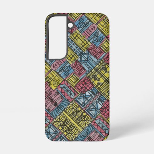 Quirky_Hand Painted Modern Geometric Doodle Art Samsung Galaxy S22 Case