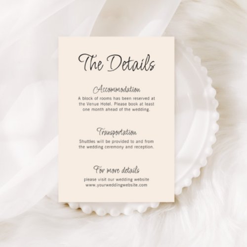 Quirky Handwritten Wedding Details Enclosure Card