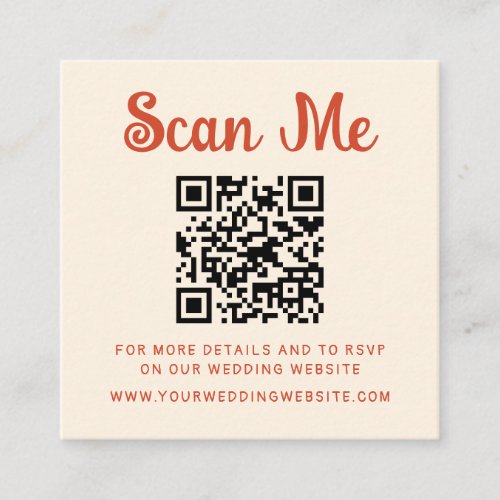 Quirky Handwritten Wedding QR Code RSVP Enclosure Card