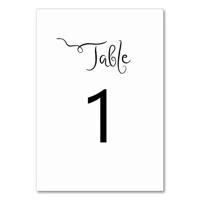 Quirky Handwritten Wedding  Table Number (Front)